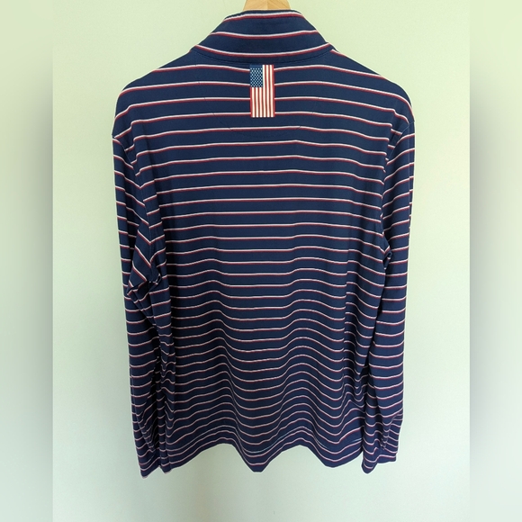 Rhoback Quarter Zip Patriotic Long Sleeve Polo Golf Shirt Men's Size Medium - Picture 6 of 9